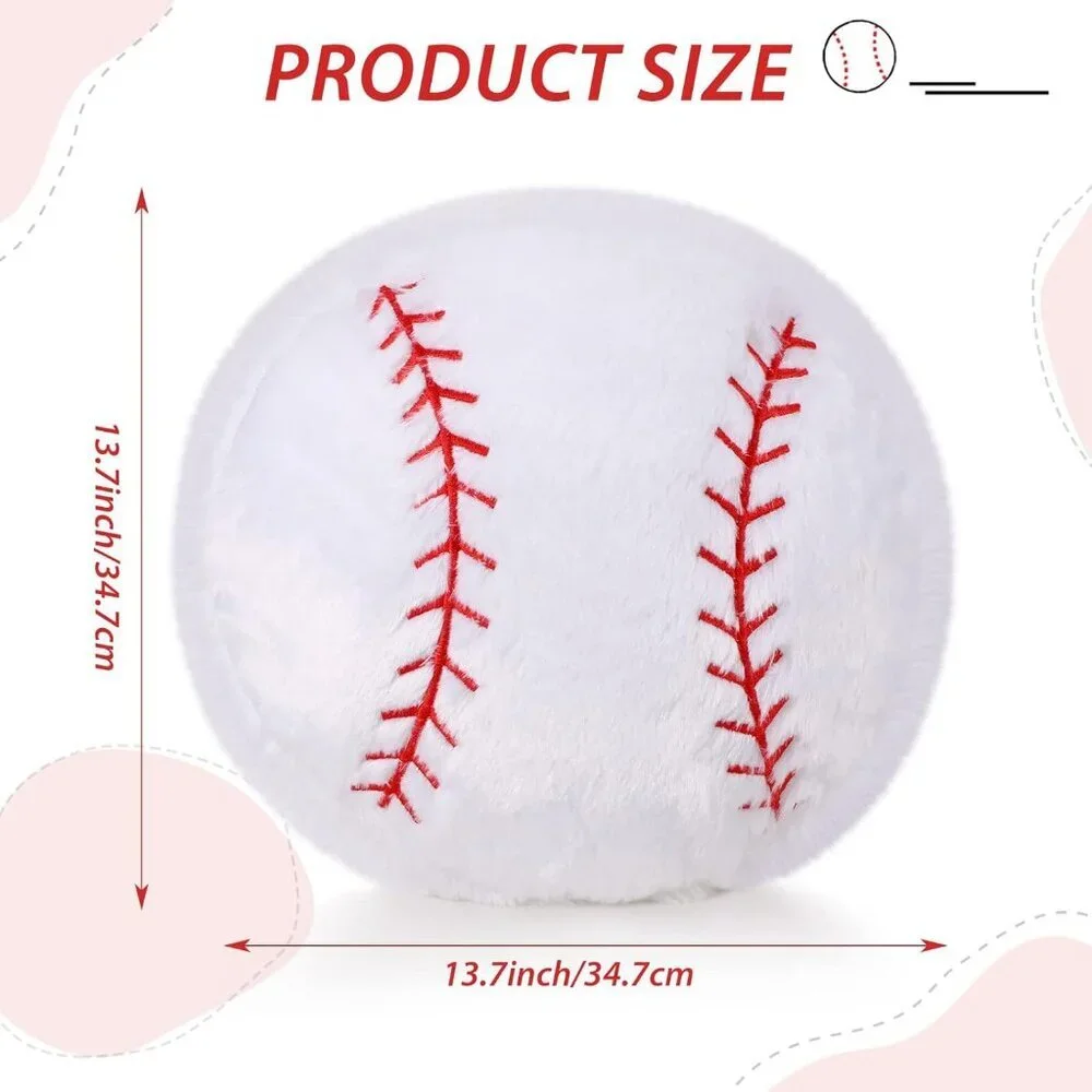 2 Pcs Baseball Pillow Set, Soft Plush Sports Theme Cushion for Bedroom Decor